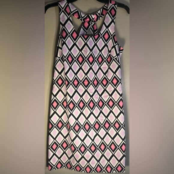 Preloved Gorgeous Leona Geometric dbl Layered Mini Dress Lilac and Pink size 4 - Picture 1 of 6